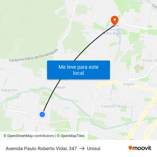 Avenida Paulo Roberto Vidal, 347 to Unisul map