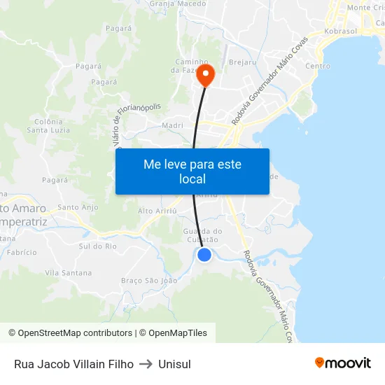 Rua Jacob Villain Filho to Unisul map
