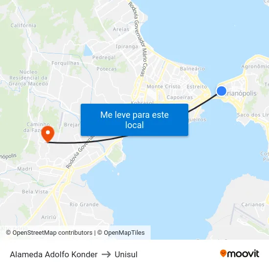 Alameda Adolfo Konder to Unisul map
