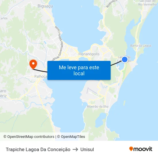 Trapiche Lagoa Da Conceição to Unisul map
