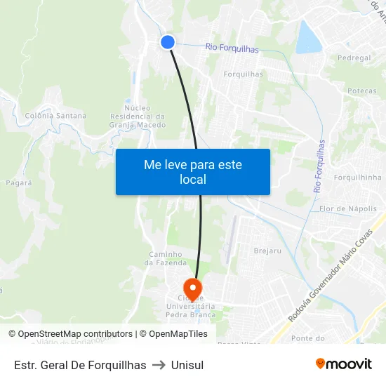 Estr. Geral De Forquillhas to Unisul map