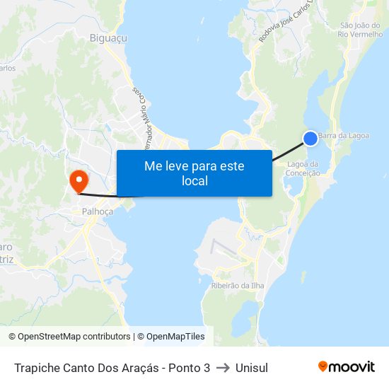 Trapiche Canto Dos Araçás - Ponto 3 to Unisul map