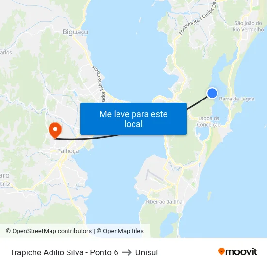 Trapiche Adílio Silva - Ponto 6 to Unisul map