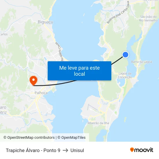 Trapiche Álvaro - Ponto 9 to Unisul map