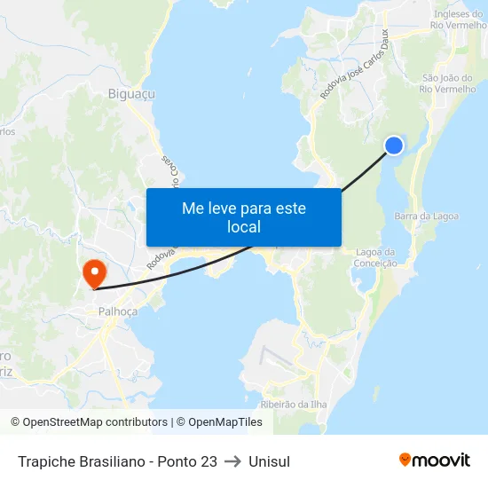 Trapiche Brasiliano - Ponto 23 to Unisul map