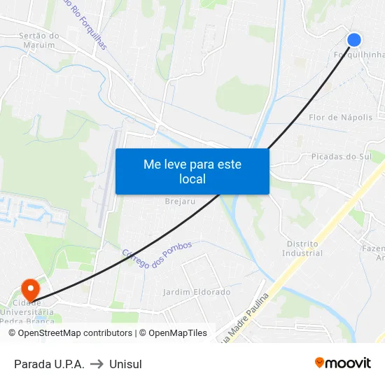 Parada U.P.A. to Unisul map