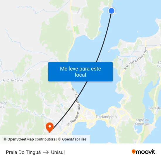 Praia Do Tinguá to Unisul map