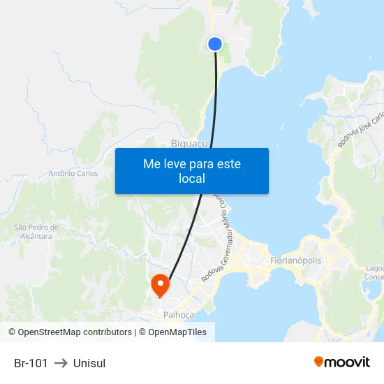 Br-101 to Unisul map