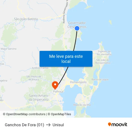 Ganchos De Fora (01) to Unisul map