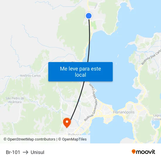 Br-101 to Unisul map
