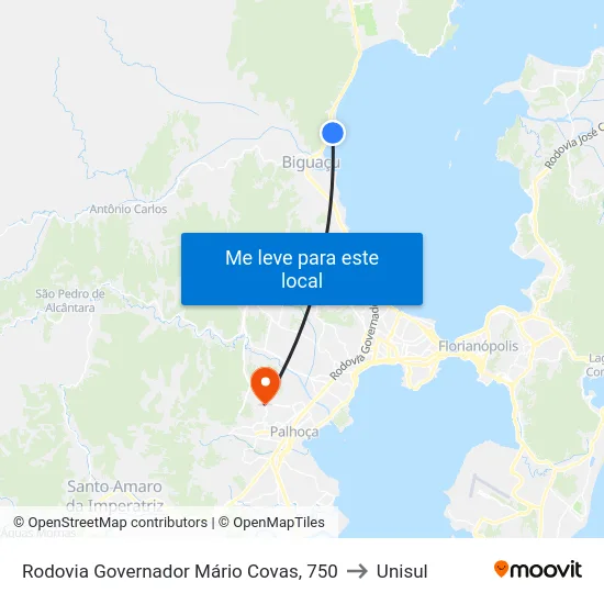 Rodovia Governador Mário Covas, 750 to Unisul map