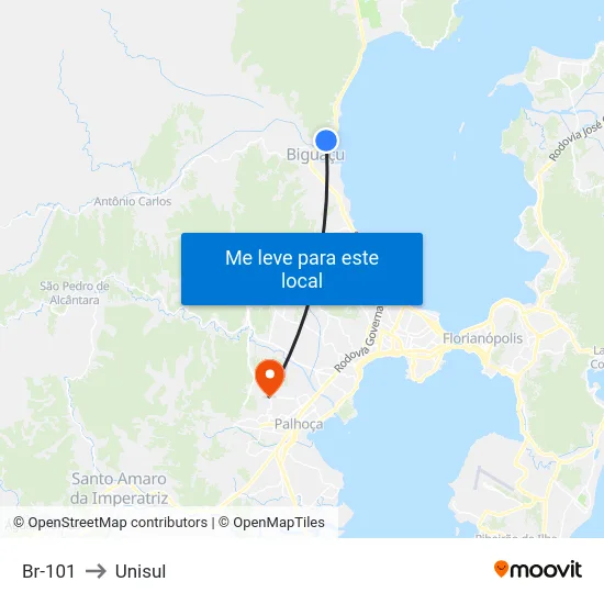 Br-101 to Unisul map