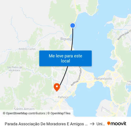 Parada Associação De Moradores E Amigos De São Miguel to Unisul map