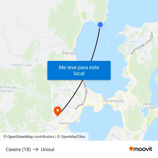 Caieira (18) to Unisul map