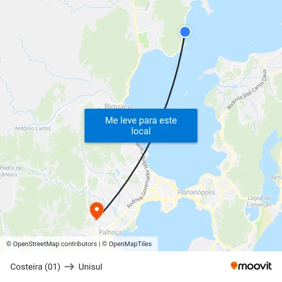 Costeira (01) to Unisul map