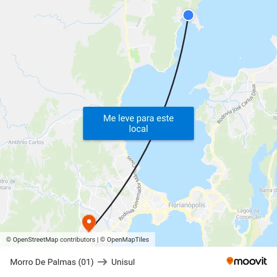 Morro De Palmas (01) to Unisul map