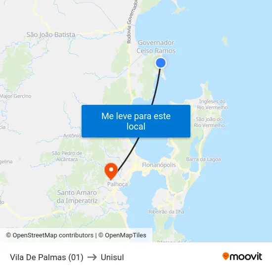 Vila De Palmas (01) to Unisul map