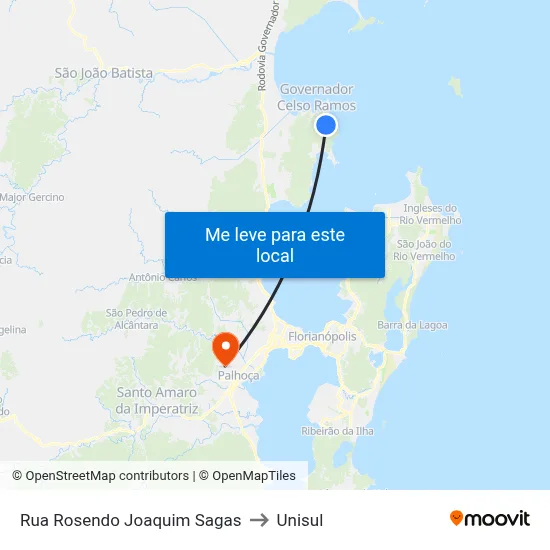 Rua Rosendo Joaquim Sagas to Unisul map