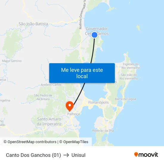 Canto Dos Ganchos (01) to Unisul map