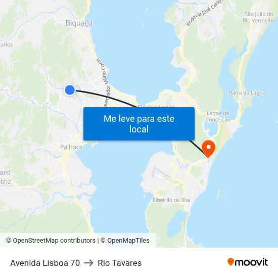 Avenida Lisboa 70 to Rio Tavares map