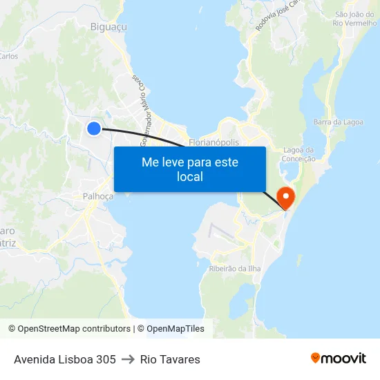 Avenida Lisboa 305 to Rio Tavares map