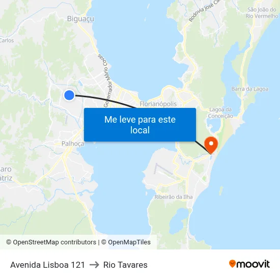 Avenida Lisboa 121 to Rio Tavares map