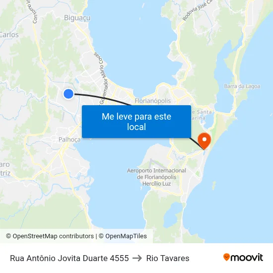 Rua Antônio Jovita Duarte 4555 to Rio Tavares map