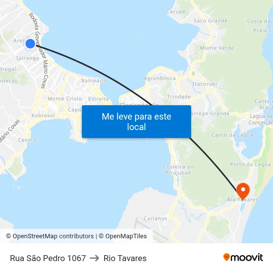 Rua São Pedro 1067 to Rio Tavares map