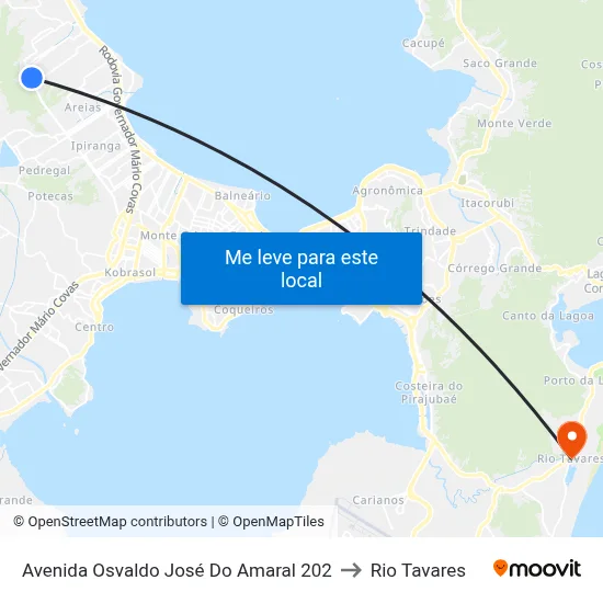 Avenida Osvaldo José Do Amaral 202 to Rio Tavares map