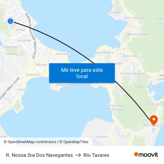 R. Nossa Sra Dos Navegantes to Rio Tavares map