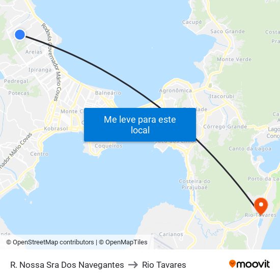 R. Nossa Sra Dos Navegantes to Rio Tavares map