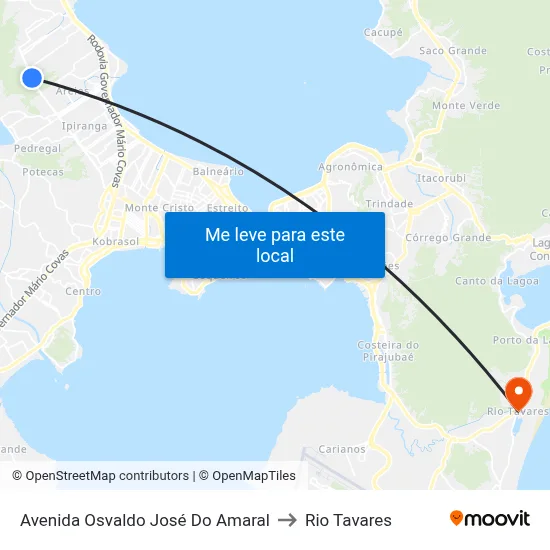 Avenida Osvaldo José Do Amaral to Rio Tavares map