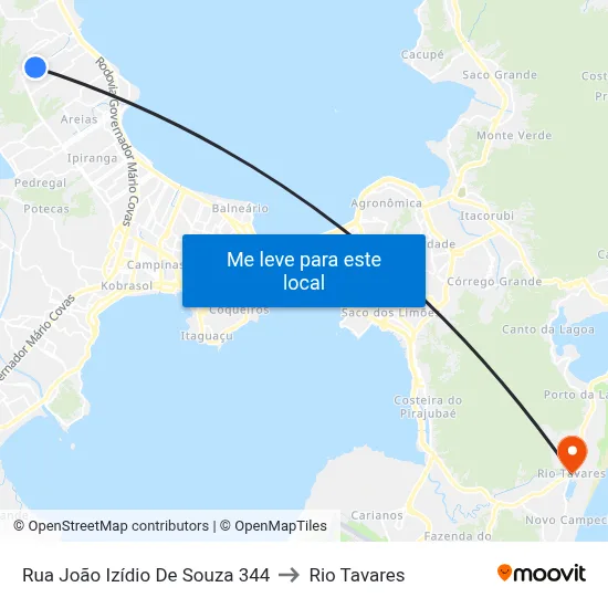 Rua João Izídio De Souza 344 to Rio Tavares map