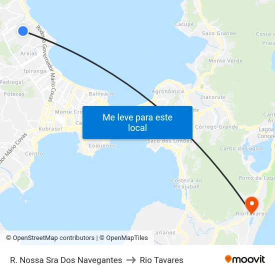 R. Nossa Sra Dos Navegantes to Rio Tavares map