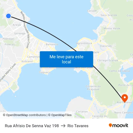 Rua Afrísio De Senna Vaz 198 to Rio Tavares map