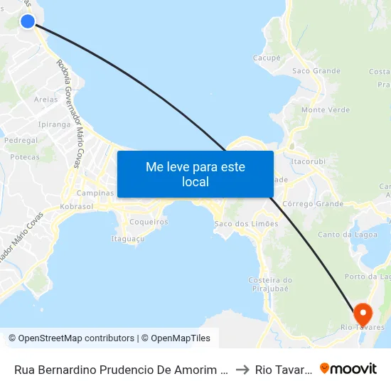 Rua Bernardino Prudencio De Amorim 277 to Rio Tavares map
