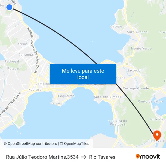 Rua Júlio Teodoro Martins,3534 to Rio Tavares map