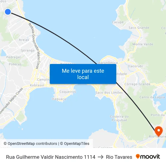 Rua Guilherme Valdir Nascimento 1114 to Rio Tavares map