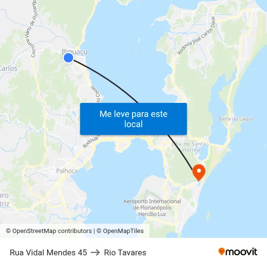 Rua Vidal Mendes 45 to Rio Tavares map