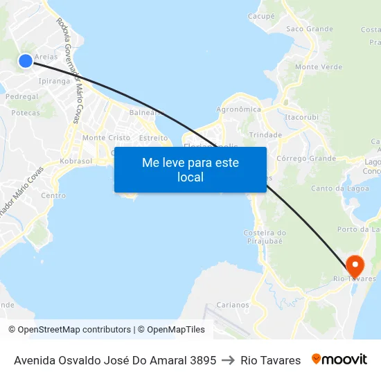 Avenida Osvaldo José Do Amaral 3895 to Rio Tavares map