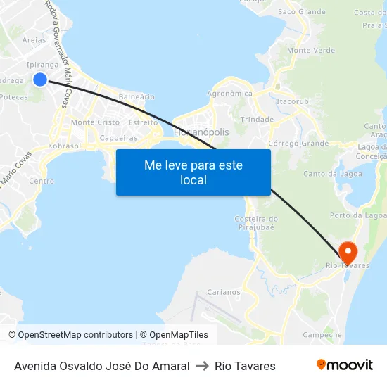 Avenida Osvaldo José Do Amaral to Rio Tavares map