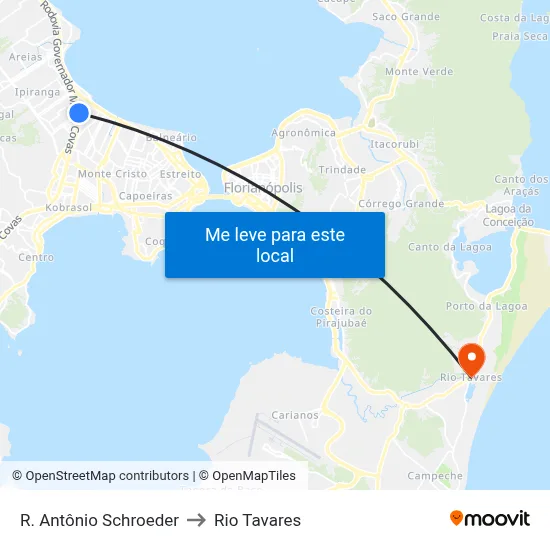 R. Antônio Schroeder to Rio Tavares map