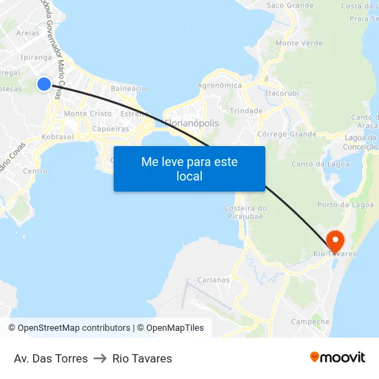 Av. Das Torres to Rio Tavares map