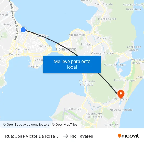 Rua: José Victor Da Rosa 31 to Rio Tavares map