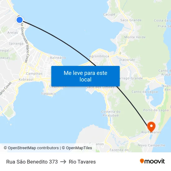 Rua São Benedito 373 to Rio Tavares map