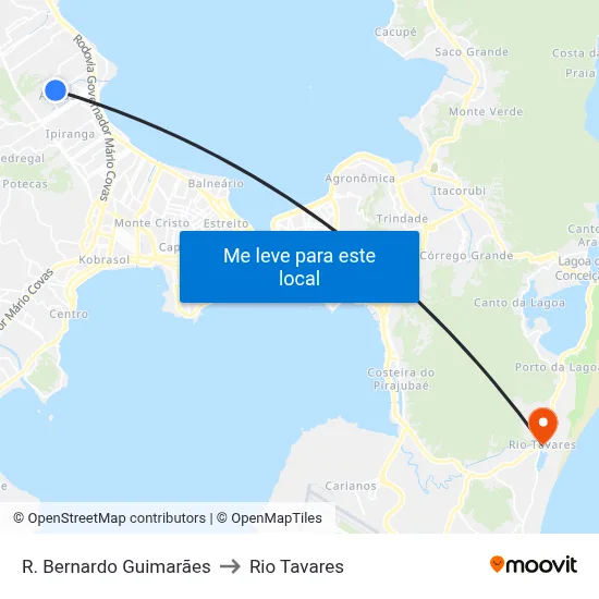 R. Bernardo Guimarães to Rio Tavares map