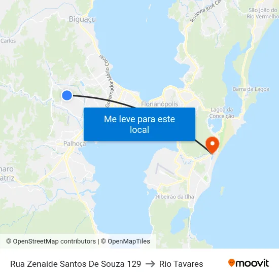 Rua Zenaide Santos De Souza 129 to Rio Tavares map