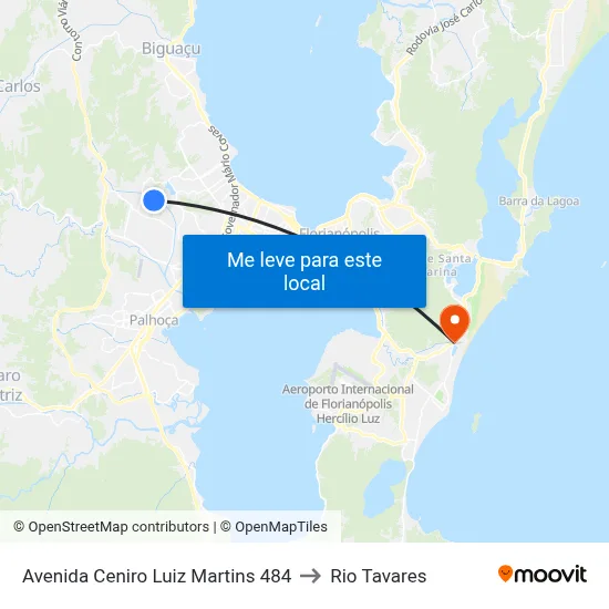 Avenida Ceniro Luiz Martins 484 to Rio Tavares map