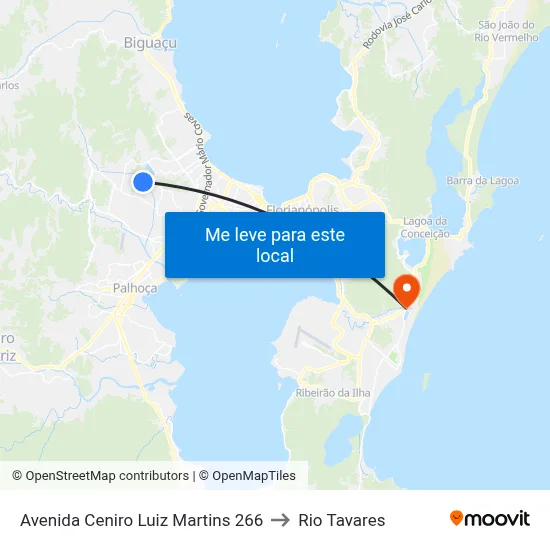 Avenida Ceniro Luiz Martins 266 to Rio Tavares map