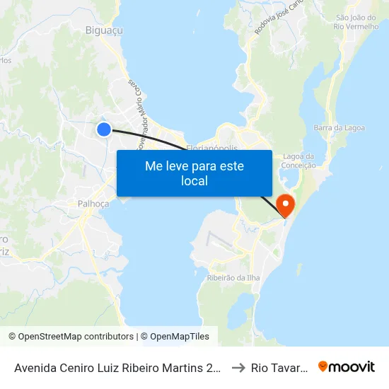 Avenida Ceniro Luiz Ribeiro Martins 253 to Rio Tavares map